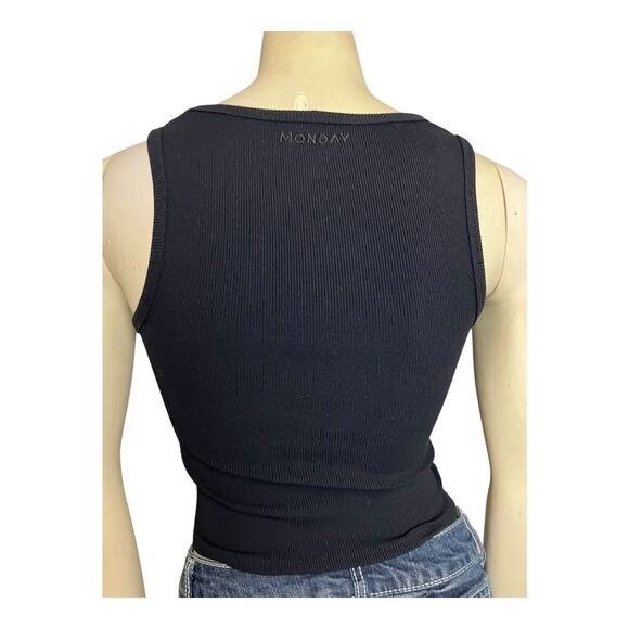 Monday Body Sleeveless Cropped Tank Top Black Womens S Casual Athleisure Workout - Picture 3 of 5